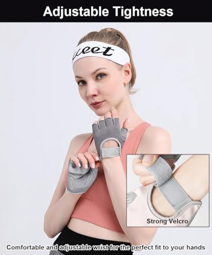 SUJAYU Workout Gloves for Women & Men, Anti-Slip Fingerless Gloves for Weightlifting, Mens Workout Gloves Gym Gloves Fitness Gloves - color: Grey, size: Small