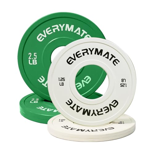 EVERYMATE Change Weight Plates 1.25LB 2.5LB 5LB Set Fractional Plate Olympic Bumper Plates for Cross Training Bumper Weight Plates Steel Insert Strength Training Weight Plates - color: 7.5 LB (1.25+2.5) x2