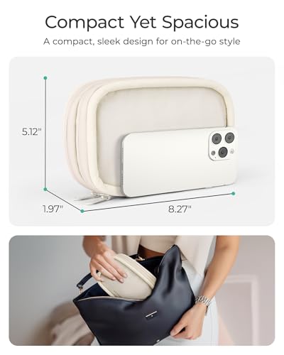 BAGSMART Electronics Organizer Travel Case, Cord Organizer for Women, Travel Cable Bag (Beige) - color: A-Double Layer Beige