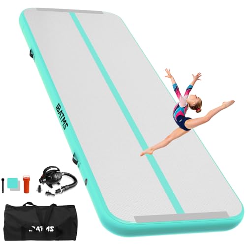 IBATMS Inflatable Gymnastics Mat 10/13/16/20ft, Air Tumbling Mat Track - color: Mint green, size: 20ft(6x0.9x0.1m)