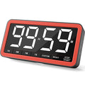 VOCOO Digital Kitchen Timer with 7.8” Extra Large Display, Magnetic LED, with 3 Brightness, 4 Alarms and 3 Volume Levels, Battery Powered Countdown Count Up Timer for Cooking, Classroom, Home Gym - color: Black Red