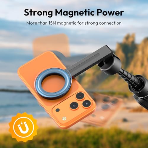 ULANZI Magnetic Phone Tripod for iPhone, SK27 67" Extendable Selfie Stick with Remote, 360° Rotatable Cell Phone Tripod Stand, Strong Magnet Holder for iPhone 17 16 15 14 13 12 Series for MagSafe