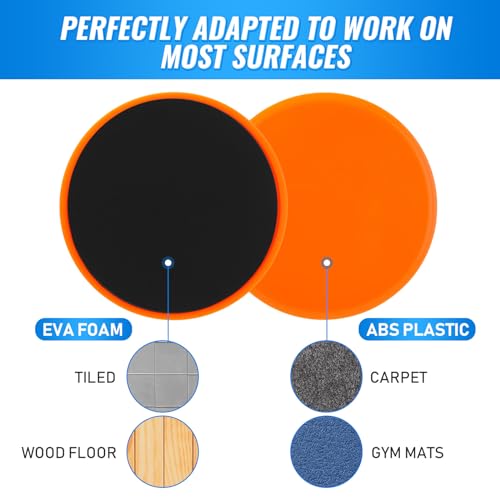 Wettarn 24 Pcs Core Sliders for Working Out Abdominal Exercise Gliding Discs Dual Sided Workout Disc Fitness Sliders Exercise Gear for Gym Floors Training Abdominal Core Strength - color: Orange