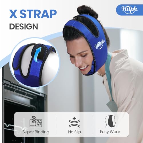 Hilph Jaw Ice Pack Wrap for Wisdom Teeth, TMJ, Large Coverage Therapy | Adjustable Face Ice Wrap with 2 Movable Gel Packs,Cold Therapy for Oral Surgery Recovery, X-shaped Straps for Secure Fit