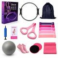 Pilates Kit, 17-in-1 Home Pilates Equipment Workout Set for Women – 14.5" Pilates Ring, TPE Gradient Resistance Bands, Yoga Ball,Heart-Shaped Resistance Band & Grip Socks with Backpack