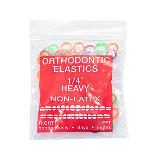JMU Orthodontic Elastics 1/4 Heavy, 100 Pack Dental Rubber Bands | Orthodontic Rubber Bands for Braces, Intraoral Elastic Bands, Latex Free, 6.5 oz, Made in USA - size: 1/4 Heavy