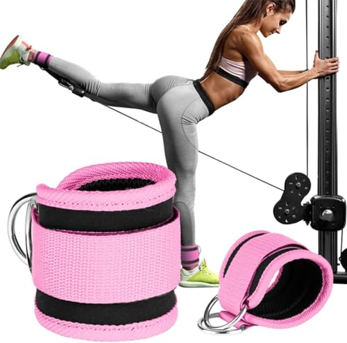 Ankle Strap Ankle Resistance Band Wrist Cuff Padded Strap Adjustable Fitness Glute Kickback D-Ring for Cable Machine Gym Foot Leg Training Brace Support 1 Pack - color: pink