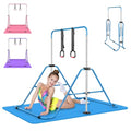 Expandable Gymnastics Bars with Ring, Adjustable Height Gymnastic Horizontal Bars, Gym Junior Training Bar Children Folding Training Monkey Bars for Kids - color: Mat+Blue