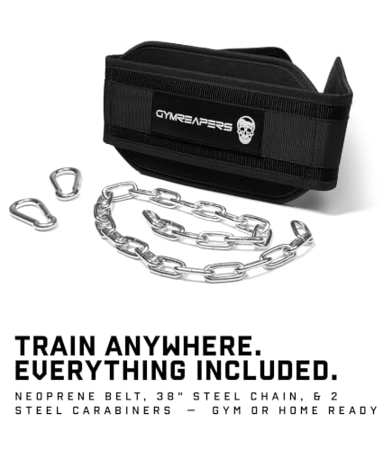Gymreapers Dip Belt With Chain For Weightlifting, Pull Ups, Dips - Heavy Duty Steel Chain For Added Weight Training - color: Black