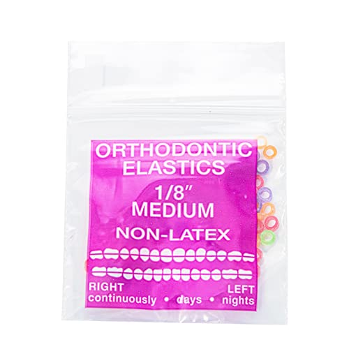JMU Orthodontic Elastics 1/8 Medium, 100 Pack Dental Rubber Bands | Orthodontic Rubber Bands for Braces, Intraoral Elastic Bands, Latex Free, Made in USA - size: 1/8 Medium