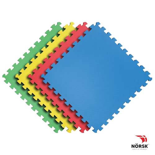 Norsk Reversible Kids Puzzle Play Mats 1/2" Thick EVA Interlocking Foam Tiles (Multicolor/Black 24 Tiles - 96 sq. Ft. 1/2" Thick) - color: Multi Color, size: 24 Tiles - 96 sq. Ft