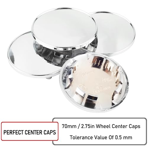 RTrhinotuning 2-3/4" Wheel Center Caps Compatible with Focus #2M51-1000-AA #2M5Z-1130-AB, OD: 2.75"(70 mm) ID: 1.98"(50 mm) Chrome Silver Rim Caps - color: Chrome