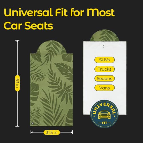 Car Seat Towel Cover - Sweat Absorbing Microfiber Towel for Car Seat After Gym, Workout & Beach - Washable Seat Protector, Universal Fit for Cars, Trucks, SUVs - Olive Palm - color: Olive Green Palm
