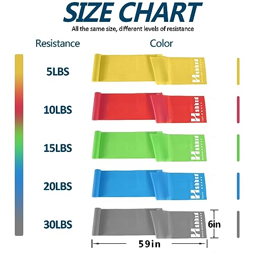 Resistance Bands for Physical Therapy, Bands for Working Out, Latex Free Elastic and Exercise Bands Set for Stretching, Suitable for Rehab, Yoga, Pilates, Gym, Home Exercise - color: Five Colors 5-80lbs