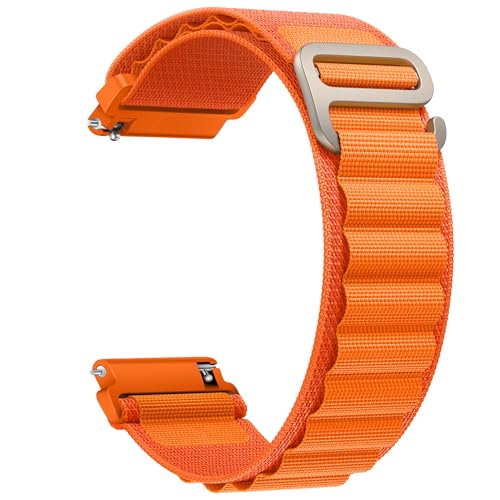 Nylon Band Compatible with Samsung Galaxy Watch 7/FE/6/5 Pro 4 3/Watch 4 6 Classic/Active/Gear S2 S3 Frontier Band, 20mm 22mm Sport Loop Strap for Galaxy Watch 47mm 43mm 45mm 40mm 44mm 42mm 46mm 41mm - color: Sport- Orange, size: 20mm