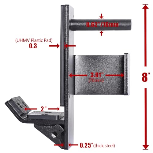 SYL Fitness J-Hooks for Squat/Power Rack - Available in 2"x2" and 3"x3", Heavy Duty J-Cups Barbell Holder with UHMW Pads - color: For 3"x3" Rack with 5/8" Hole
