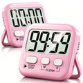 Antonki 2 Pack Digital Timer for Kids, Magnetic Countdown Kitchen Timers for Cooking, Egg, Classroom, Teacher, Exercise, Study, Oven - Battery Included - color: Relaxing Pink