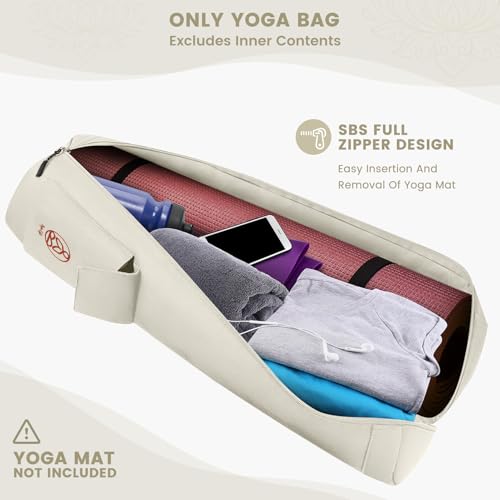 Gonex Yoga Mat Bag with Full-Zip Design, Fits Most Mats | 600D Oxford Fabric, Wet Pocket, Front Zip Pocket, Adjustable Strap, Fits Mats up to 26" - color: Beige