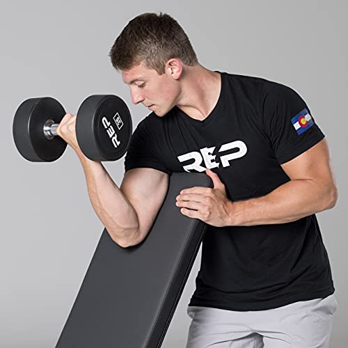 REP Fitness Urethane Coated Round Dumbbells, 5 to 100 lbs, Singles or Pairs, With or Without Rack, Steel Core, Rubber Encased, Chrome Handles, Professional Weights for Home Gym Strength Training - style: 5-75 lb set