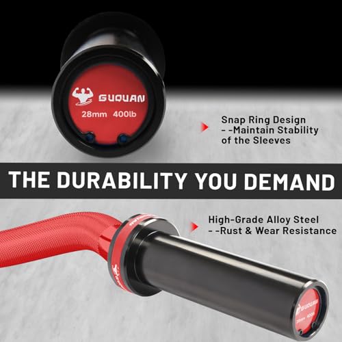 Olympic EZ Curl Barbell Bar, 400LBS Weight Capacity Olympic Curl Bar, 4ft Barbell Weight Bar with Knurled Grip for 2 Inch Weight Plates, Hip Thrusts,Squat,Biceps-Home Gym Weight Bar - color: Red