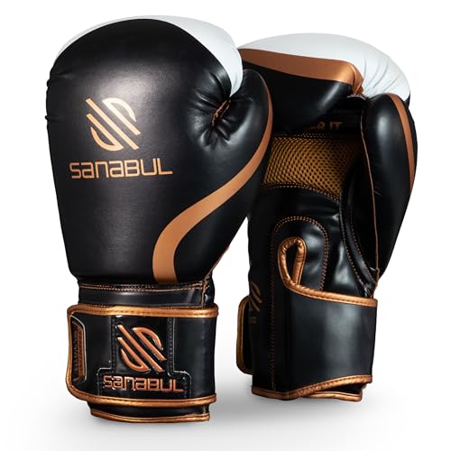 Sanabul Essential Gel Boxing Gloves for Men & Women, Kickboxing MMA, Muay Thai Gloves and Heavy Bag Training Punching & Sparring - color: Black/Copper, size: 10 oz