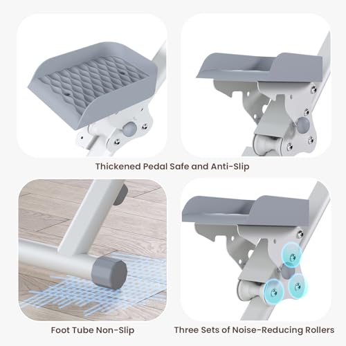 Stair Stepper for Home, Stair Master for Exercise at Home Folding Stair Stepper for Full-Body Workout Compact Stair Climber with Resistance/Phone Holder/Adjustable Handlebar & Pedals - color: White