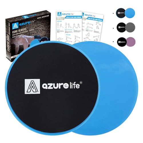 A AZURELIFE Exercise Core Sliders, Dual Sided Exercise Gliding Discs Use on Carpet or Hardwood Floors, Light and Portable, Perfect for Abdominal&Core Workouts - color: Blue