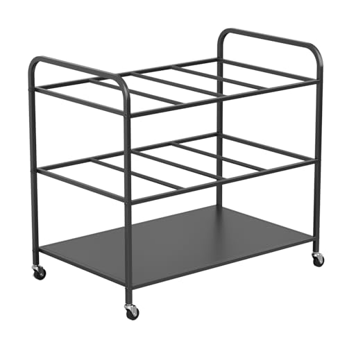 Yoga Mat Storage Rack Basket with Wheels, Home Gym Storages Rack with Wheels Workout Equipment Storage Cart, Exercise & Fitness Organizer Black