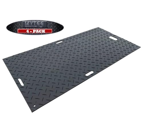 Mytee Products 4 Pcs Ground Protection Mats - Black, 3' x 8', Heavy Equipment Mats w/ 6 Pcs Single Connectors - color: Black, size: 4 - Pack