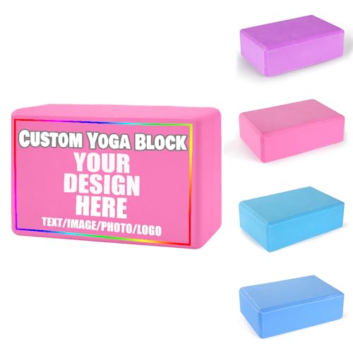 Custom Yoga Blocks with Image Text Logo Eva Foam Lightweight Yoga Bricks for Yoga Pilates Stretching Meditation Dance Yoga Accessories - color: Purple