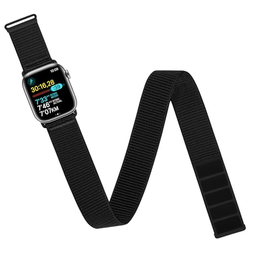 Arm/Ankle Band Compatible with Apple Watch 38mm 40mm 41mm 42mm 44mm 45mm 46mm 49mm for Women Men, Adjustable and Breathable Nylon Armband/Ankle Strap for iWatch SE3 2 1 Ultra Ultra2 Ultra3 Series 11 10 9 8 7 6 5 4 3 2 1 - color: Standard (Black), size: 44
