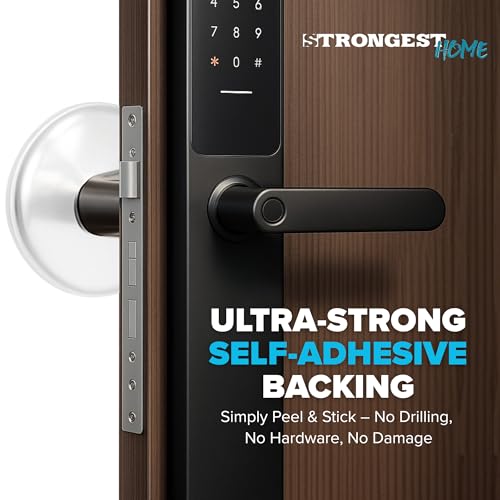 STRONGEST HOME Door Stoppers (Medium) 2" - Door Stop for Wall with Strong Back Adhesive - Quiet and Shock Absorbent Silicone Wall Protectors from Door Knobs - Protects Every Surface - (Clear | 6 PCS) - color: Clear, size: Medium