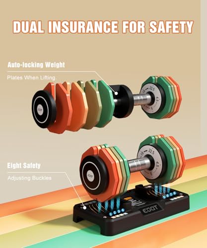 Adjustable Dumbbells Set/Single, 12.5LB/22.5LB/55LB 5 in 1 Free Adjustable Dumbbell Set with Anti-Slip Handle & Rainbow-colored Weight Plates for Home Gym, Weight Set for Women Men - style: 22.5LB A Pair