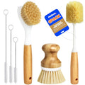 Holikme 6 Pack Dish Brush Kitchen Brushes Set with Vegetable Palm Brush, Bottle Brush, Dish Brush and Straw Brush, Fruit Cleaning Brushes for Cleaning Potato, Amarillo - color: Amarillo