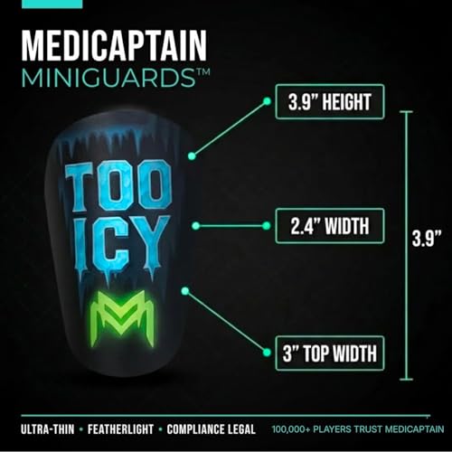MediCaptain MiniGuards - Mini Shin Guards for Soccer Players - Tiny Shin Pads for Men, Women, Teens - Miniature Shin Guards 3.9 x 2.4 inch - Perfect for High Level Soccer Athletes - color: Too Icy
