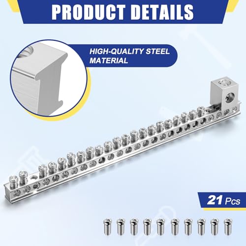 Relaxweex 2 Set Ground Bar Kit with 21 Terminal Positions and Ground Lug Bar Aluminum Grounding Lugs for Electrical Connections - size: 21 Terminal Positions