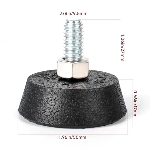 (4 Pack) for Peloton Exercise Bike Support Foot Pad, Upgraded Stainless Steel 3/8" Leveling Screws, Rubber Swivel Non-Slip Shock-Absorbing, Easy Install Replacement Parts