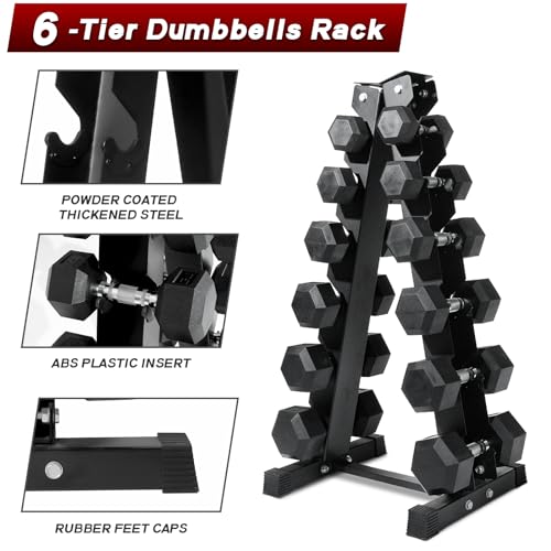 Ritfit 5-650 LBS PVC Encased Hex Dumbbell Sets with Optional Rack for Home Gym, Hand weight with Chrome Handle for Strength Training,Workouts - style: (10+20+25+30+40+50) 350LBS SET
