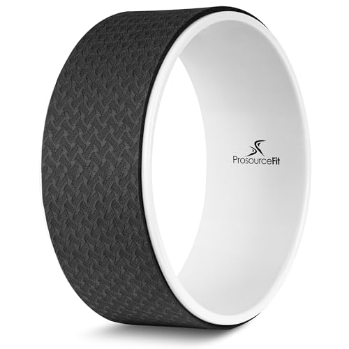 ProsourceFit Yoga Wheel Prop 12” for Improving Yoga Poses, Backbends, Flexibility, Balance, Stretching, Relaxation - color: Black/White
