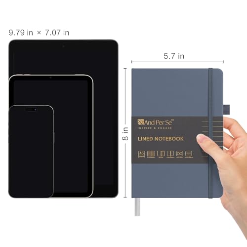 &And Per Se Lined Notebooks 3-Pack Gift Set, A5 Hardcover Journals, 160 Pages 100gsm Thick Paper, 3 Assorted Colors (Brown, Blue, Black) - color: Brown,Blue&Black, style: 3 Pack-Lined