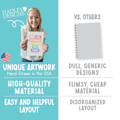 Hadley Designs Fitness Journal for Women - Workout Journal for Women, Fitness Planner for Woman, Workout Log Book, Undated Gym Journals & Exercise Journals, Gym and Health Notebook, Birthday Gifts - color: Beige Pastel