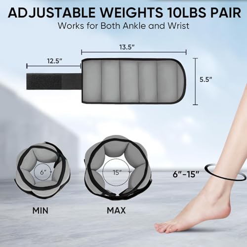 APEXUP Adjustable Ankle Weights for Women and Men, Modularized Leg Weight Straps for Yoga, Walking, Running, Aerobics, Gym, Physical Therapy - color: Gray, size: 5 lbs x2