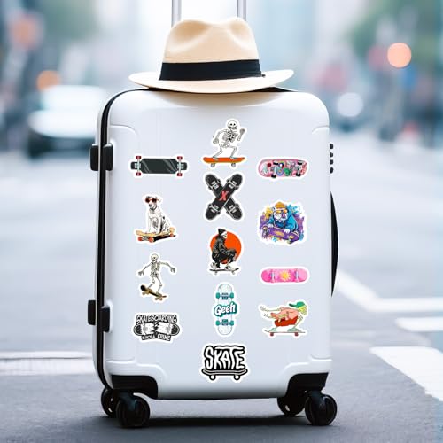 56PCS Skateboarding Stickers Aesthetic PET Transparent Stickers Graffiti Butterfly Decals Waterproof Decorative Decals for Scrapbook Journal Planner Water Bottles Phone Cases Laptops - color: Skateboard