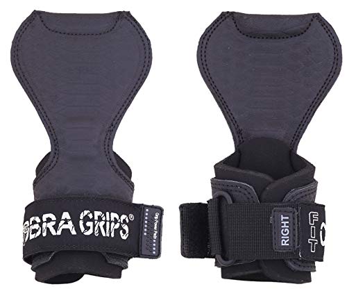 Cobra Grips Weight Lifting Gloves with Adjustable Neoprene Padded Wrist Wraps - Heavy Duty Alternative to Power Lifting Hooks for Deadlifts - color: FIT Black Sway Leather, size: 4.25 - 7.0"