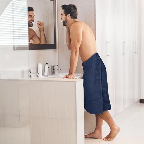 Commercial Bulk Pack of 12 Bath Towels – 100% Cotton Terry 24" x 48" – Ideal for Hotels, Salons, Gyms, Spas & Institutional Use – Navy Blue - color: Navy, size: 24"x48" - PK 12