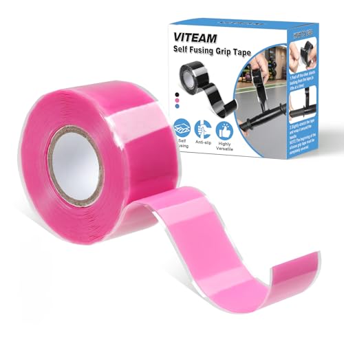 Grip Tape Silicone Rubber Grip Tape Fusion Water-Resistan Tape for Handle，Pull Up Bar, Barbells, Dumbbells, Lacrosse, Sport Equipments and Tools Pink - color: pink, size: 12ft