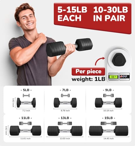 Adjustable Dumbbell Set of 2, 10LB 20LB 30LB Weight Set | Hand Weights for Women Men, Dumbbells for Home Gym Outdoor Exercise & Muscle Toning Weight Loss Rehab Strength Training - color: Black, style: 30 lb, Pair-Chrome Handle