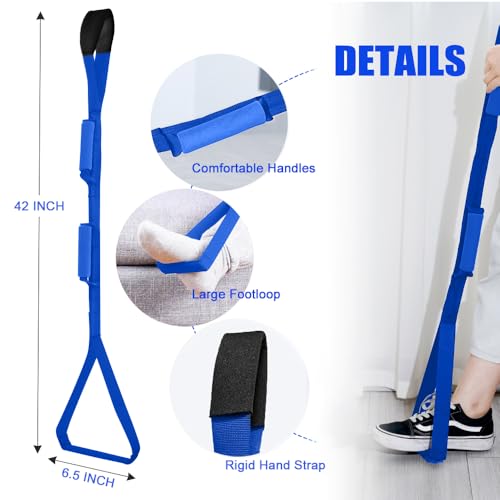 42 Inch Leg Lifter,Leg Lifter After Hip Replacement with Large Foot Loop,Mobility Aid for Disables and Elderly,Leg Lifter Strap for Knee Replacement Recovery Aids(Blue) - color: Blue