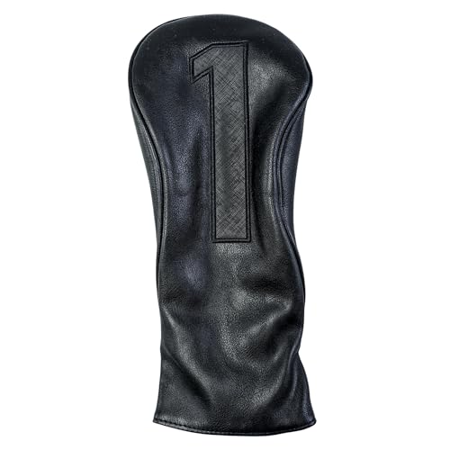 Golf Club Covers – Blackout Leather Driver Headcover, Fairway Wood, 3 Wood, Hybrid, Fits Mallet Blade Putter Head Covers Alignment Stick Cover - size: DRIVER