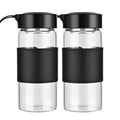 Small Glass Shaker Bottle, 2 Pack 16oz BPA Free Odorless Shaker Bottle with 304SS Mixing Ball and Removable Cleaning Brush for Fitness & Protein Shakes(Black-2Pack) - style: Black-2Pack
